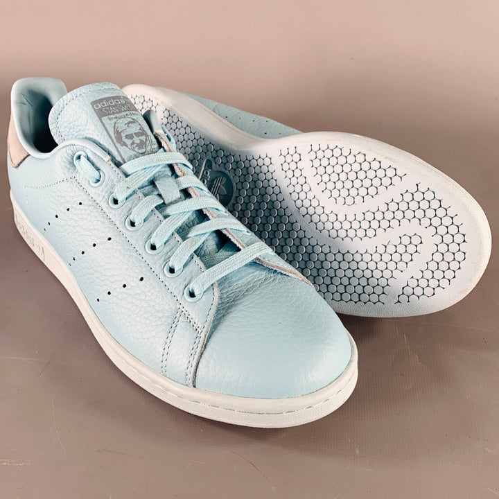 ADIDAS Size 10.5 Light Blue Faux Leather Low Top Sneakers