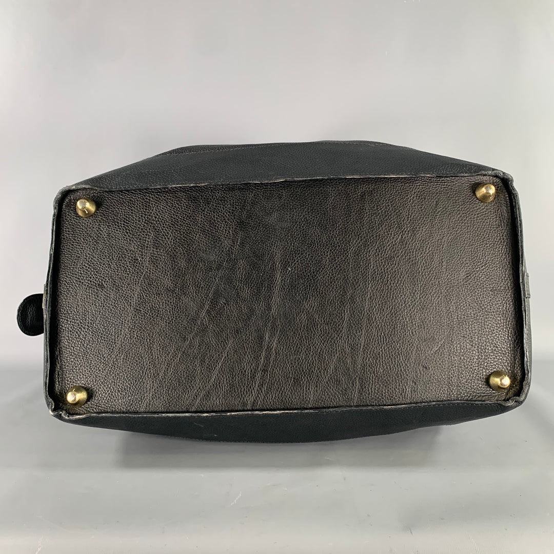 BARNEYS NEW YORK Size One Size Black Gold Crackled Leather Duffle Bags