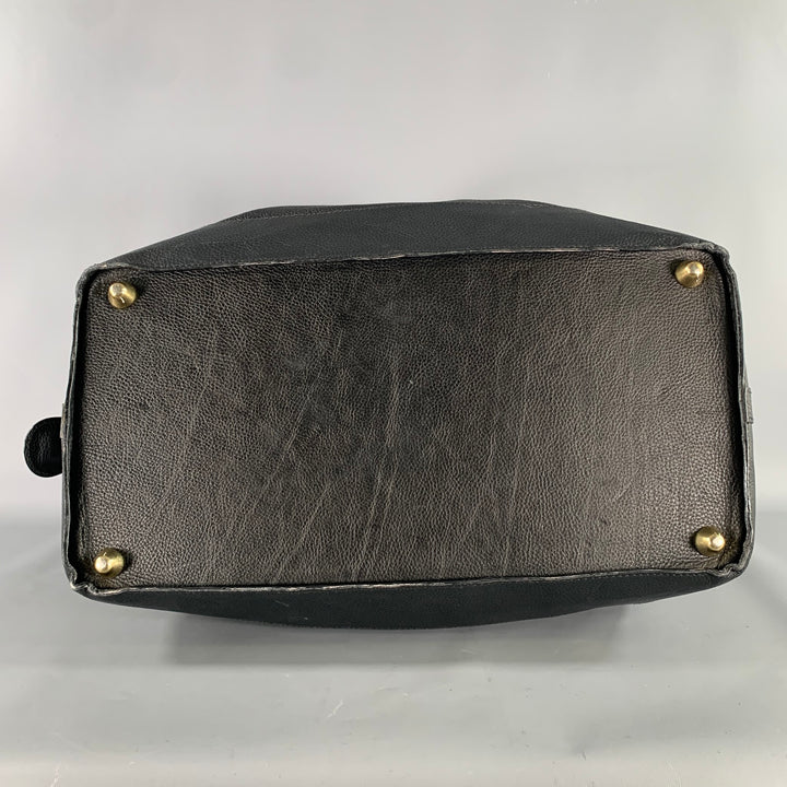 BARNEYS NEW YORK Size One Size Black Gold Crackled Leather Duffle Bags