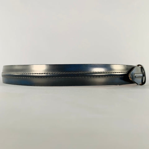 ALLEN EDMONDS Size 36 Black Blue Stripe Leather Belt