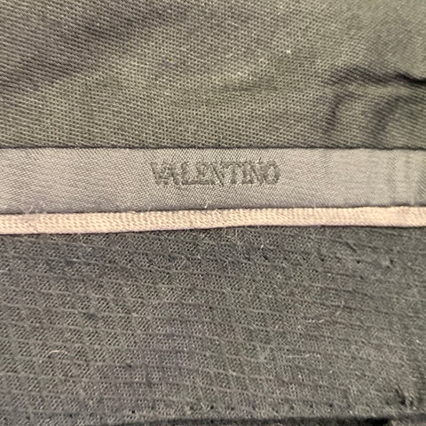 VALENTINO Size 32 Navy Green Plaid Wool Pleated Tapered Dress Pants