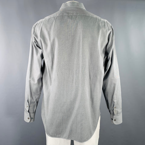 ARMANI COLLEZIONI Size XL Black White Cotton Zig Zag Long Sleeve Shirt