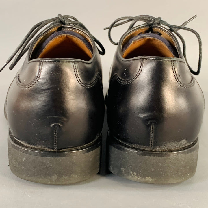 BRUNELLO CUCINELLI Size 8 Black Leather Cap Toe Derby Lace-Up Shoes