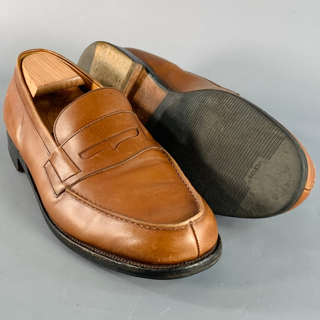 J.M. WESTON Size 10.5 Brown Leather Split Toe Penny Loafers