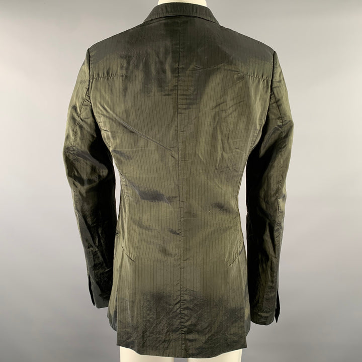 HAIDER ACKERMANN Size 38 Green Olive Pinstripe Viscose Blend Jacket