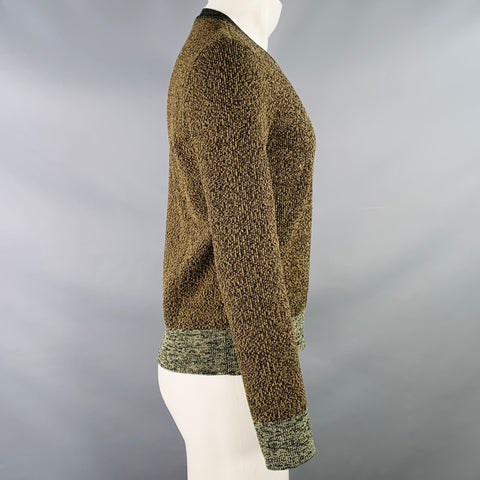 VALENTINO Size S Olive Black Knit Viscose Blend Contrast Trim Crew Neck Sweater