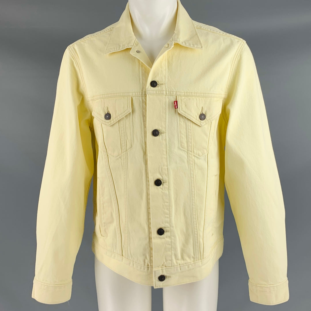 LEVI STRAUSS Size M Yellow Twill Fabric Trucker Jacket