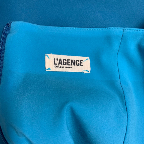L'AGENCE Size 6 Blue Polyester Spandex Pencil Below Knee Skirt