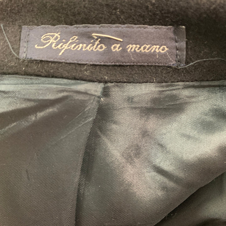 YVES SAINT LAURENT Size 42 Black Wool Blend Single Breasted Coat