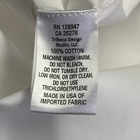 NILI LOTAN Size L White Cotton Pleated Collarless Tuxedo Long Sleeve Shirt