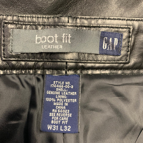 GAP Size 31 Black Leather 5 Pockets Boot Cut Casual Pants