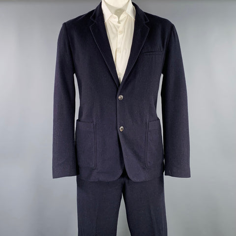 ADAM KIMMEL Size XL Navy Twill Wool Notch Lapel Suit
