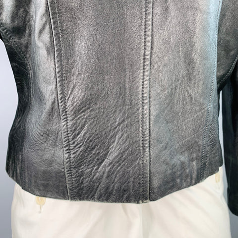 JOHN RICHMOND Vintage Size XL Black Silver Patches Leather Biker Jacket