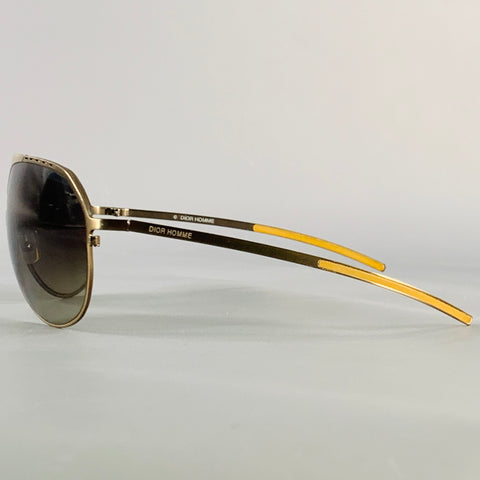 DIOR HOMME Silver Taupe Metal Wrap Around Aviator Sunglasses