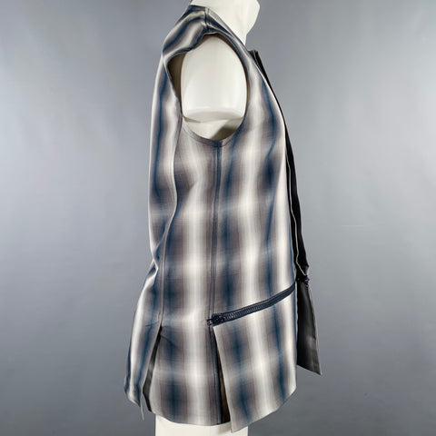 DELADA Size M Green Blue White Plaid Polyester Cotton Vest