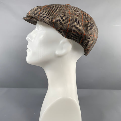 BORSALINO Size XL Beige Brown Glenplaid Wool Hats
