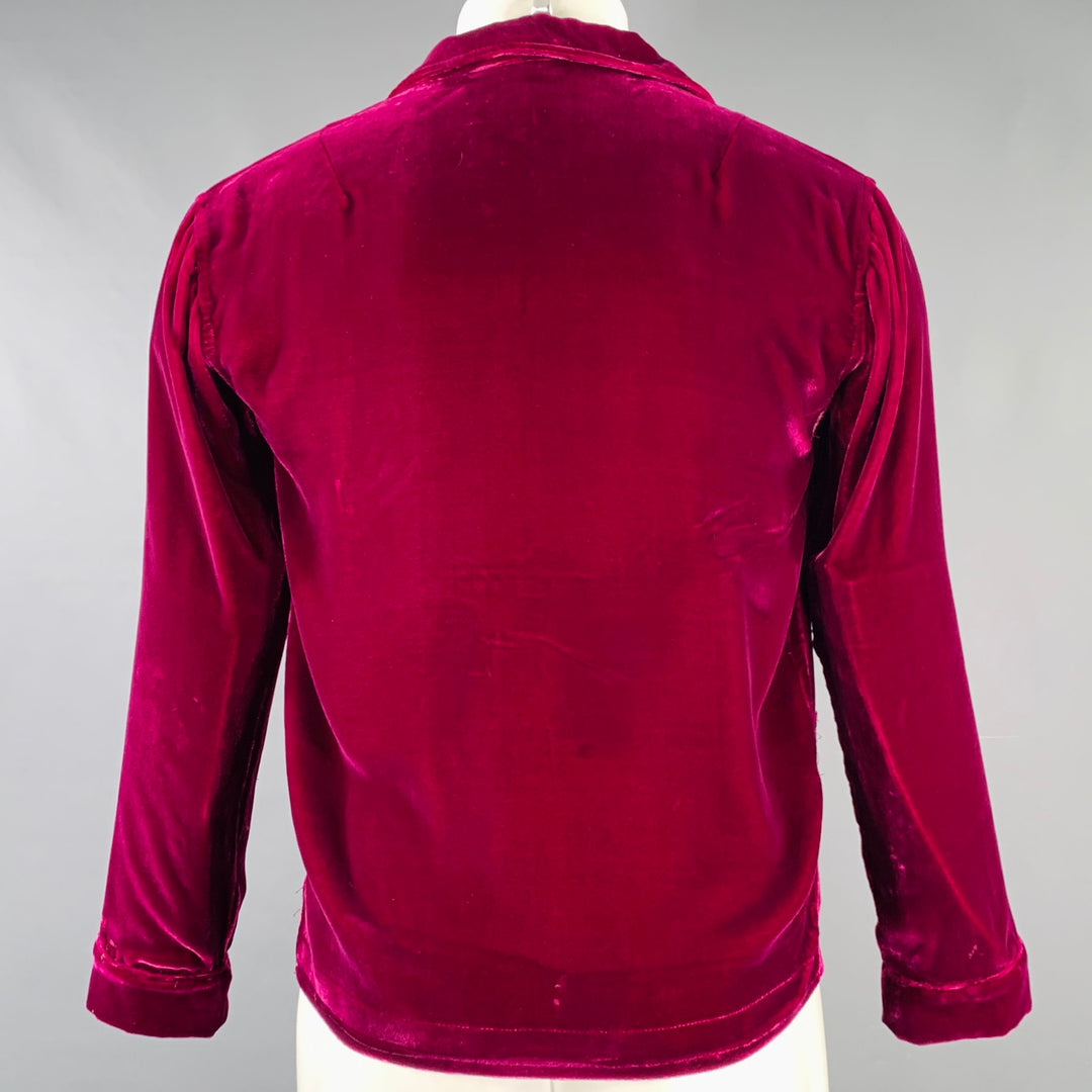 DRIES VAN NOTEN Size 38 Purple Fuchsia Velvet Long Sleeve Shirt