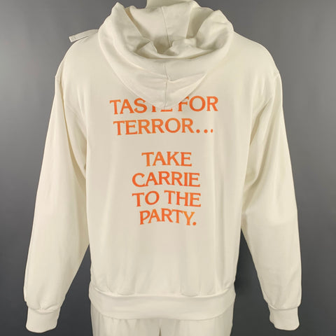 JW ANDERSON Size L White Multi Color Carrie Print Cotton Hooded Sweatshirt