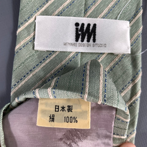 ISSEY MIYAKE Tan Mint Diagonal Silk Tie