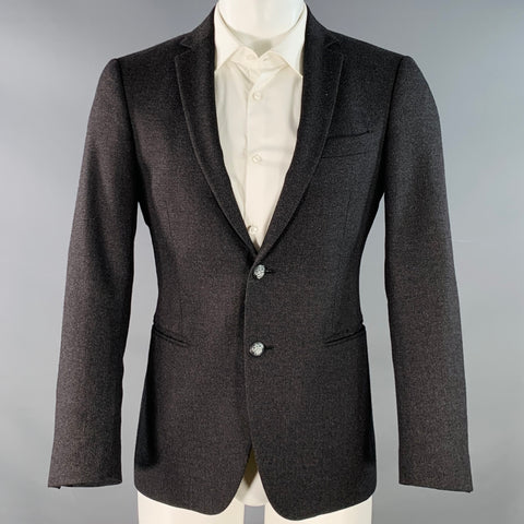 JOHN VARVATOS Size 36 Short Grey Virgin Wool Single Breasted Sport Coat