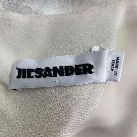 JIL SANDER Size 2 White Viscose Cut Out Sleeveless Dress