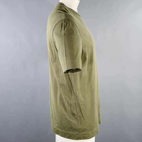 EMPORIO ARMANI Size XL Green Olive Chevron Jersey Crew Neck T-shirt