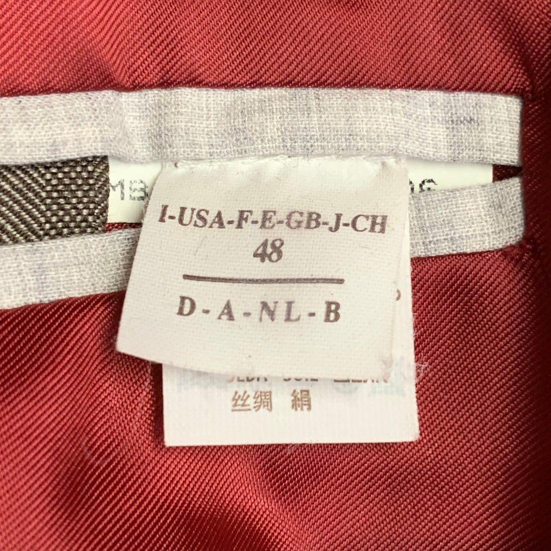 BRUNELLO CUCINELLI Size 38 Brown Herringbone Linen Wool Silk Peak Lapel Suit