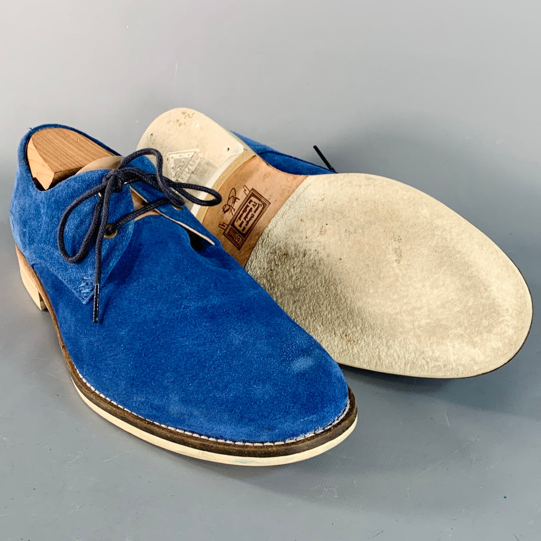 JOHN FLUEVOG Size 11 Blue Tan Suede Derby Lace-Up Shoes