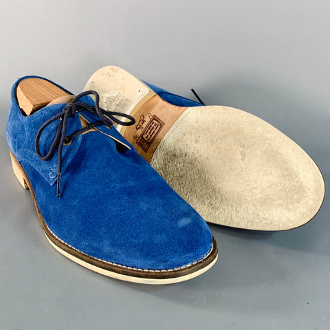 JOHN FLUEVOG Size 11 Blue Tan Suede Derby Lace-Up Shoes