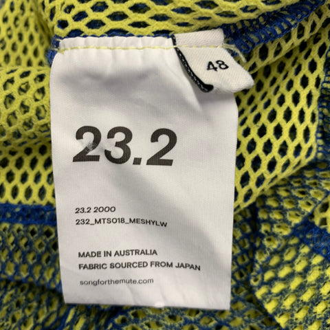 SONG FOR THE MUTE Size M Blue Yellow Mesh Nylon Short Sleeve T-shirt