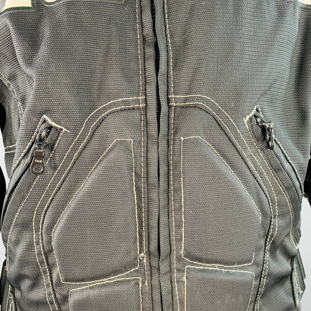 ICON Size L TiMAX Black Silver Nylon Motorcycle Jacket