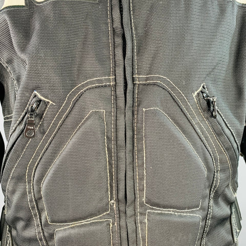 Blouson de moto ICON taille L, modèle TiMAX, noir/argent, en nylon