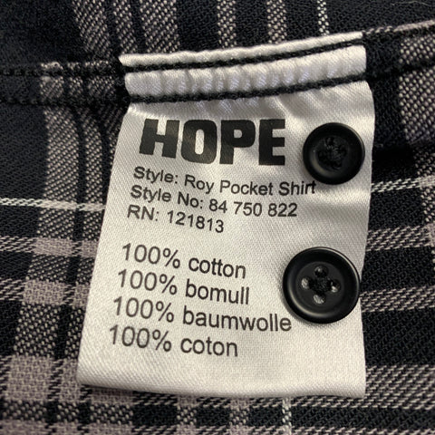 HOPE Size L Black Grey Plaid Cotton One Pocket Long Sleeve Shirt