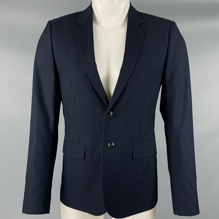 SAINT LAURENT Size 36 Navy Wool Notch Lapel Sport Coat
