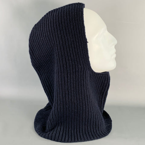 A.P.C. One Size Sacha Navy Ribbed Wool Cashmere Balaclava Hat