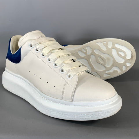 ALEXANDER MCQUEEN Size 9 White Navy Leather Lace Up Lace Up Shoes