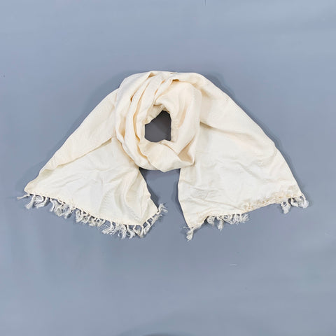Écharpe à franges jacquard à chevrons crème VINTAGE