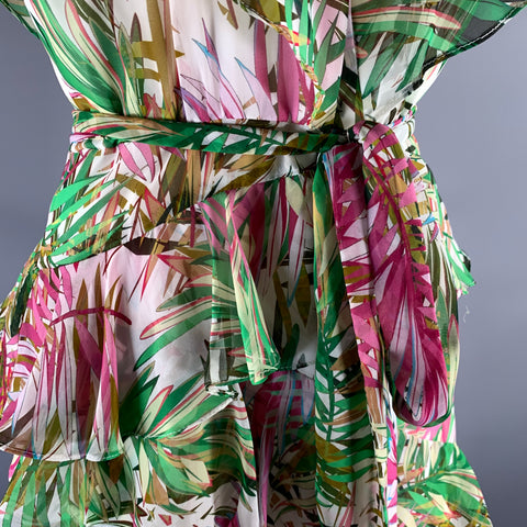 BADGLEY MISCHKA Size 6 Green Pink Polyester Maxi Long Dress