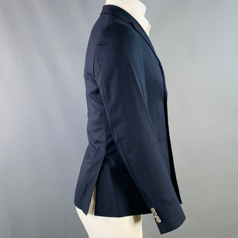 THEORY Size 36 Short Wellar Navy Woven Wool Blend Double Breasted Sport Coat