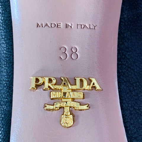 PRADA Size 8 Black Leather Peep Toe Pumps