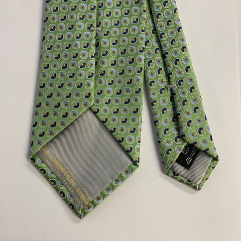 ERMENEGILDO ZEGNA One Size Green Blue Silk Tie