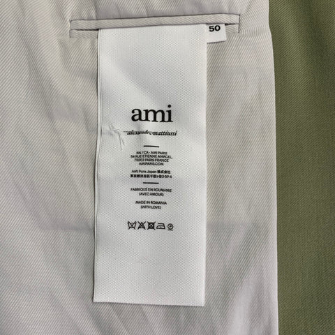AMI by ALEXANDRE MATTIUSSI Size 40 Olive Wool Twill Double Breasted Sport Coat