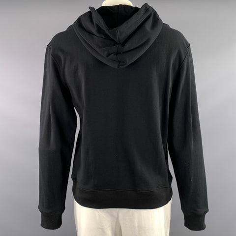 CALVIN KLEIN 205W39NYC Size L Black Blue Graphic Cotton Hoodie Sweatshirt