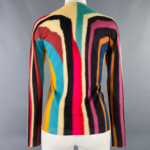 ROBERTO CAVALLI Size S Multi Color Watercolor Cardigan