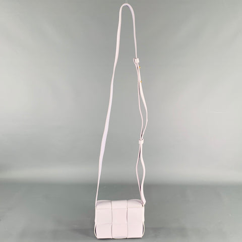 BOTTEGA VENETA Cassette Candy White Woven Leather Cross Body Handbag