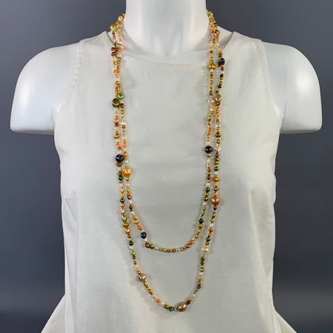 NO BRAND Orange Green Pearl Necklace