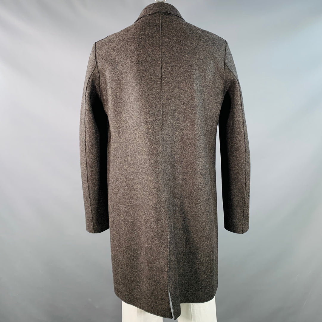 HARRIS WHARF LONDON Size 46 Heather Grey Brown Black Wool Single Breasted Coat