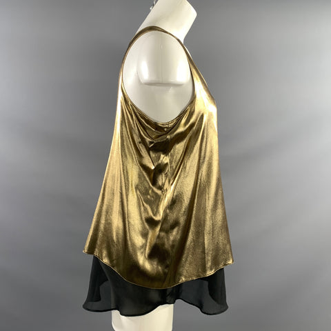 ALTUZARRA Size M Gold Black Polyester Metallic Tank top Dress Top