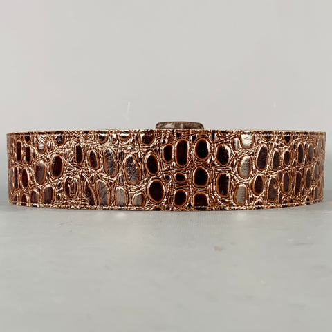 YVES SAINT LAURENT Vintage Size L Brown Croc Embossed Leather Belt