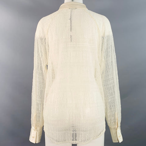 JASON WU Size S Beige Polyester Lace Raglan Sleeve Button Up Shirt